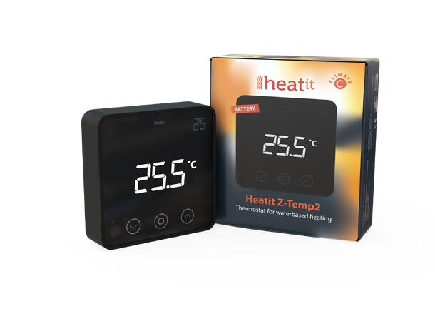 Heatit Z-Temp2 Black Z-Wave batteridrevet temp sensor