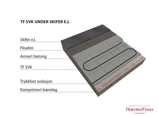 TF SVK 10  100W/10m  10W/m Varmekabel i ferdige elementer