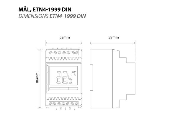 ETN4-1999 DIN-Rail termostat Elektronisk termostat for varmestyring