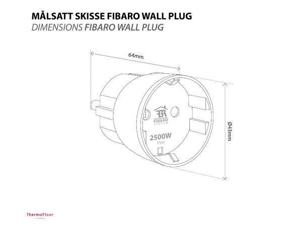 FIBARO Wall Plug Veggplugg hvit schuko ZW5