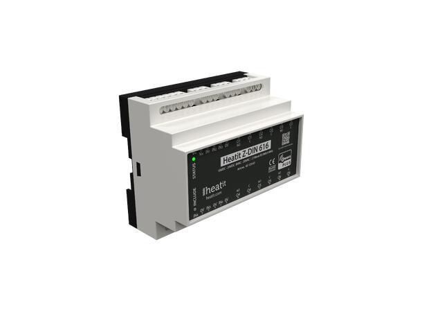 Heatit Z-DIN 616 Potensialfritt relé 6 x 16A Z-Wave rele for DIN skinne