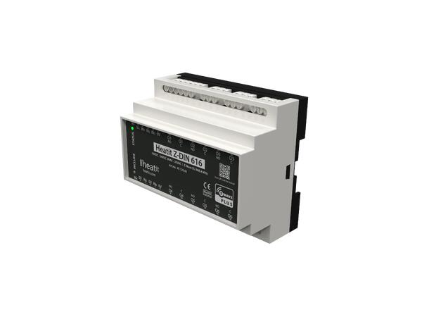Heatit Z-DIN 616 Potensialfritt relé 6 x 16A Z-Wave rele for DIN skinne