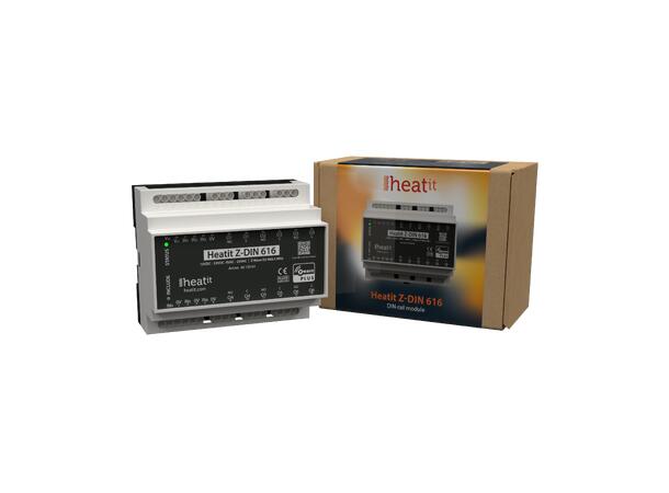 Heatit Z-DIN 616 Potensialfritt relé 6 x 16A Z-Wave rele for DIN skinne