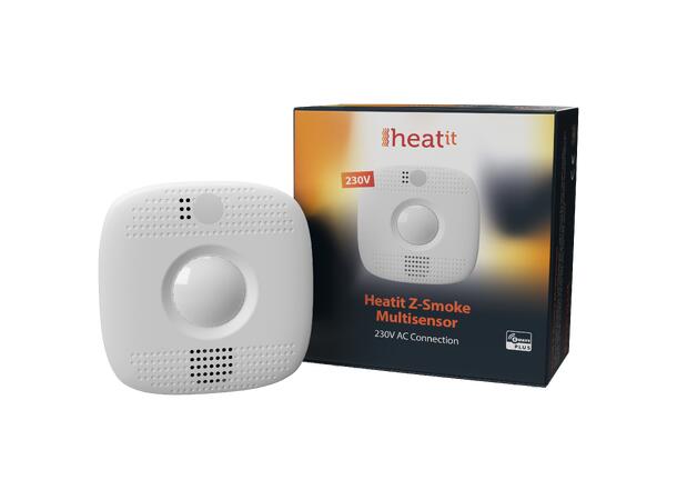 Heatit Z-Smoke Multisensor 230VAC White Seriekoblet røykvarsler m/4 funksjoner