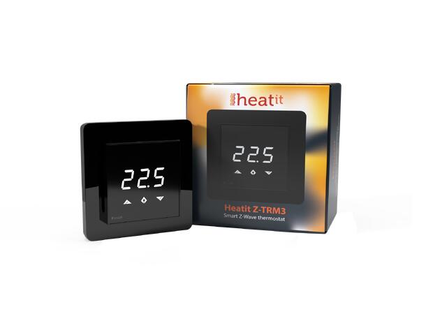 Heatit Z-TRM3  Black Z-Wave termostat  3600W  16A  868,4 MHz