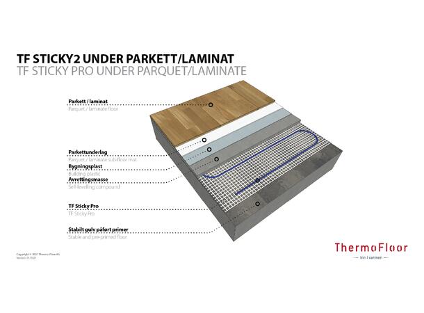 TF Sticky2  100W/8m²  800W Selvklebende varmekabelmatte  100W