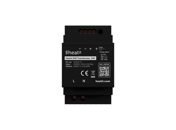 Heatit DIN Transformer 24V Trafo 230VAC til 24VDC 2.5A/60W