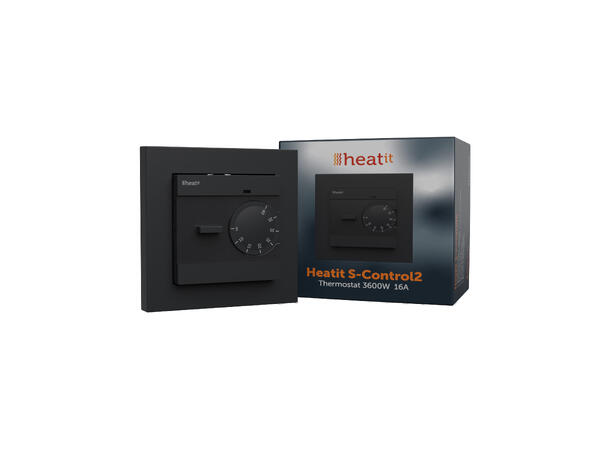 Heatit S-Control2  Sort matt Termostat  3600W  16A  Sort matt