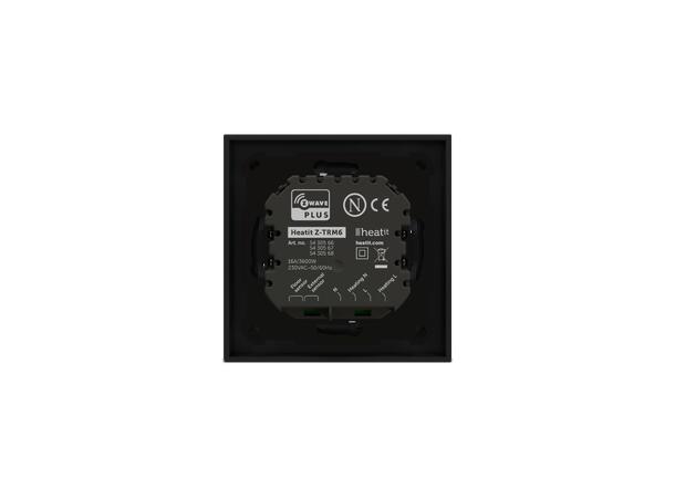 Heatit Z-TRM6 Sort matt Z-Wave termostat  3600W  16A  868,4 MHz