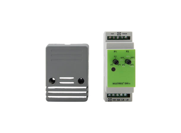 Multireg DIN+- termostat  3600W 16A Elektronisk termostat for snøsmelting