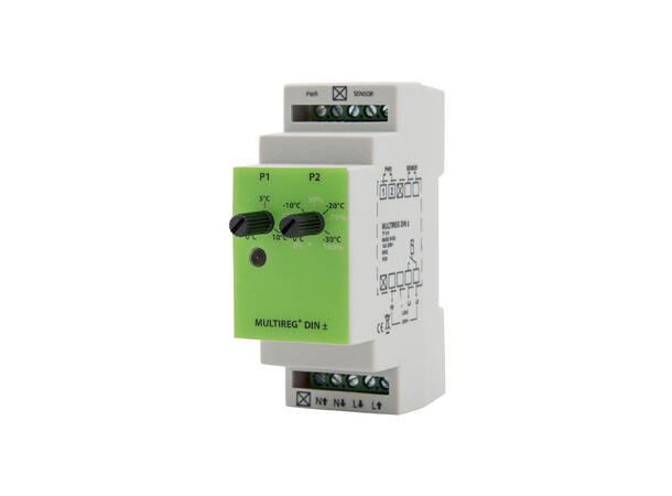Multireg DIN+- termostat  3600W 16A Elektronisk termostat for snøsmelting